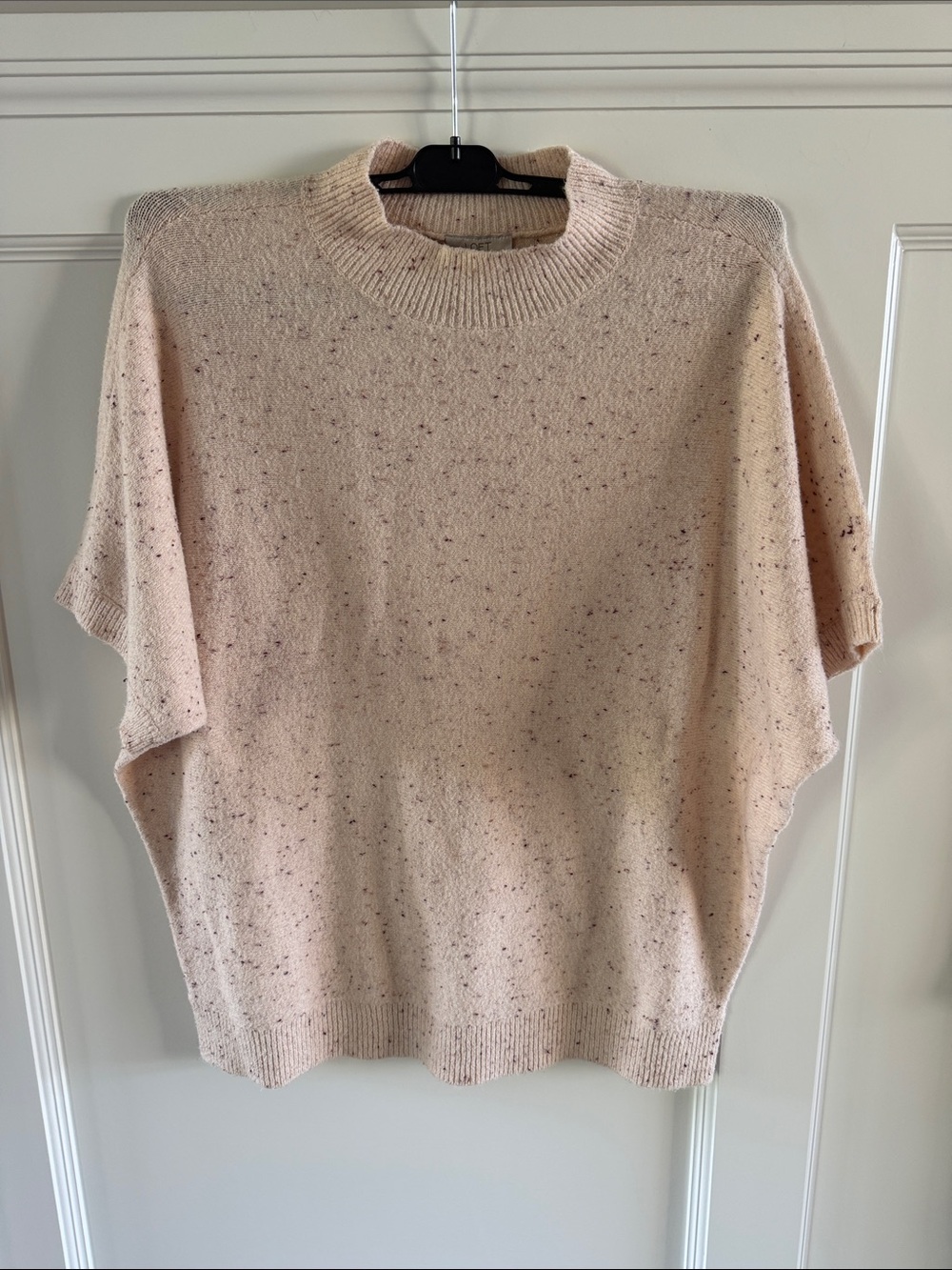 Loft Women’s Dolman Sleeve Speckled Crewneck Sweater in Light Pink -L